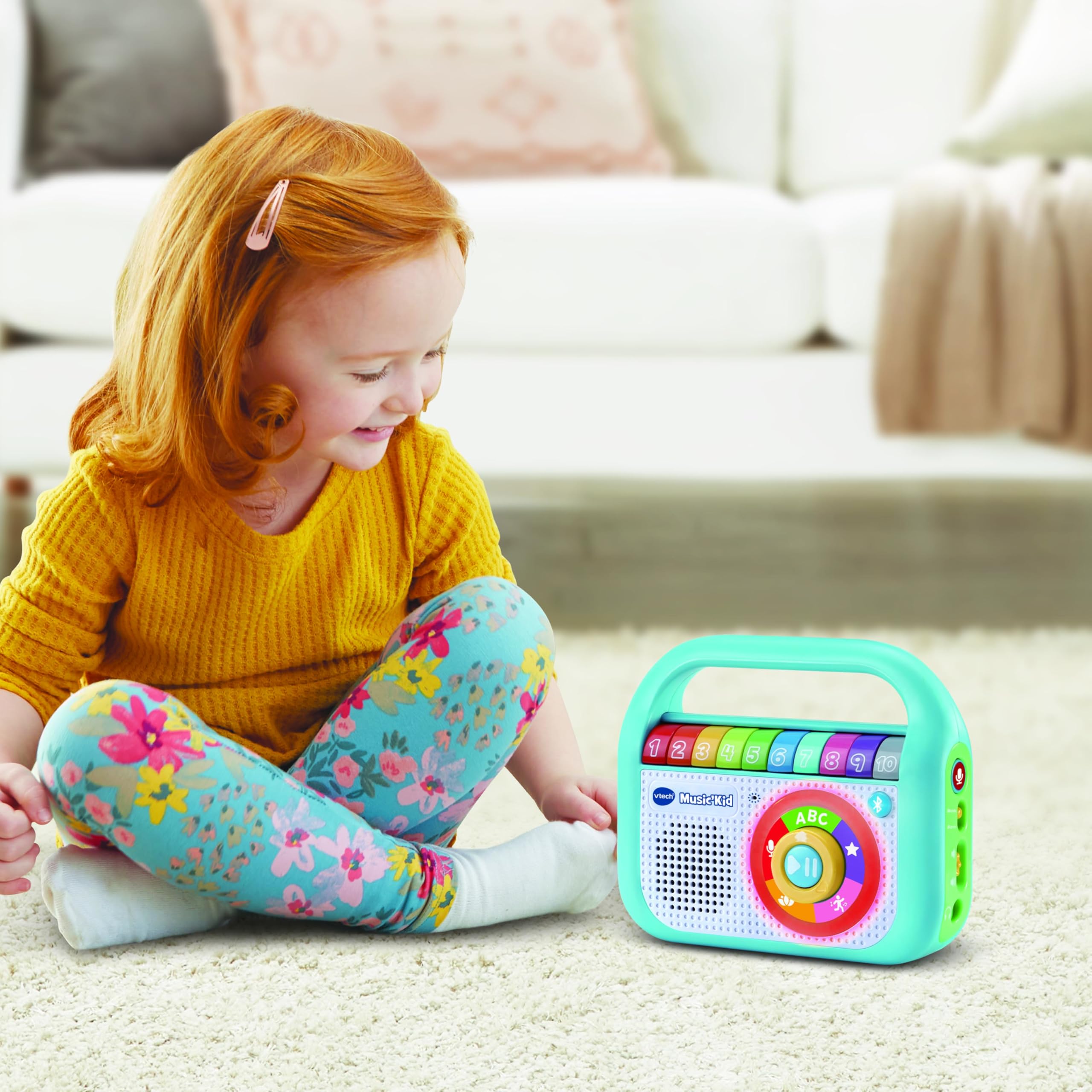 VTech Music'Kid ze złotą szynką, odtwarzacz MP3 dla dzieci z 40 oryginalnymi piosenkami ze złotego kleika, tryb nagrywania, odtwarzacz Bluetooth dla dzieci, język włoski, baterie w zestawie, 2-6 lat