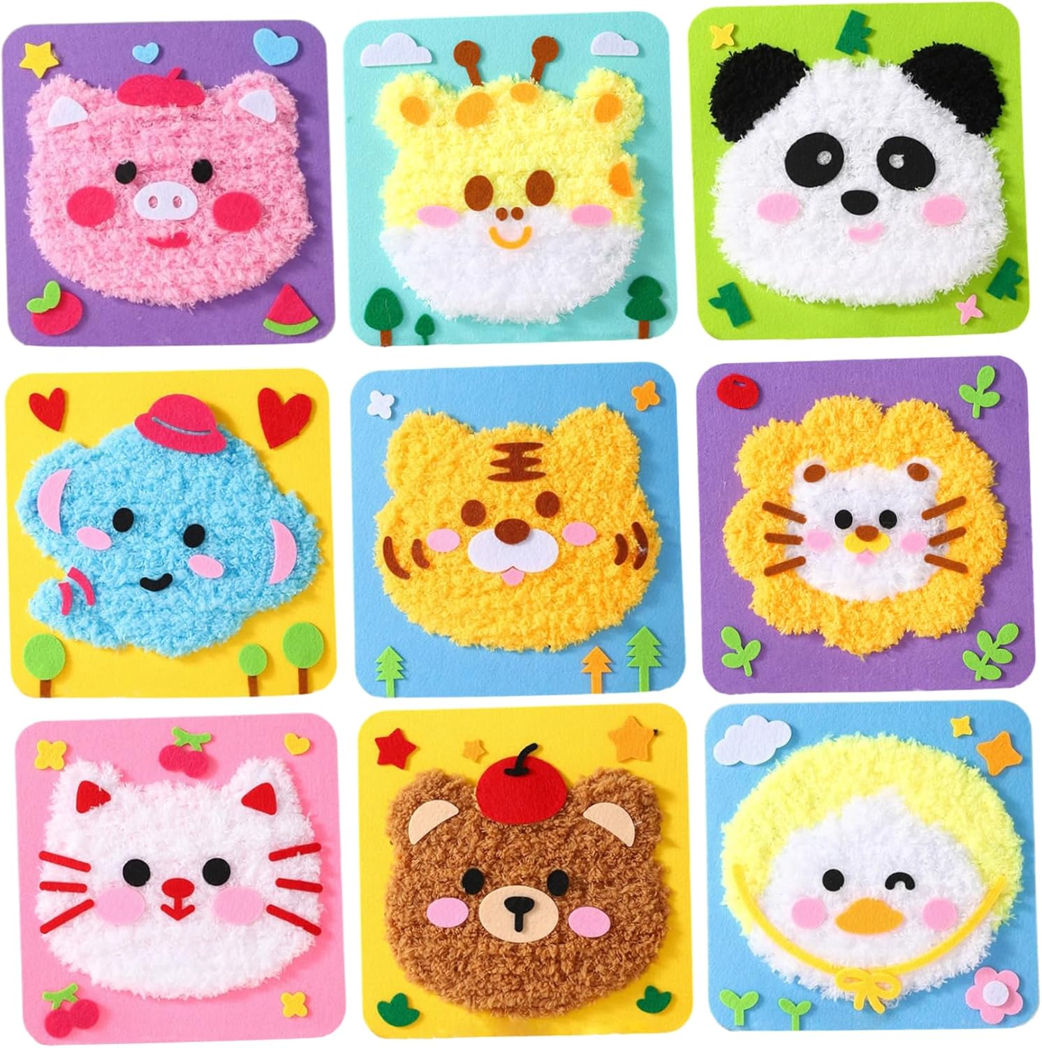 DAGLLGEW DIY Embroidery Doll Set 9 Pieces Sewing Kit for Kids Animals Cute Cartoon Beginners Kindergarten Random Color Sewing Kit for Kids Beginner for Children for Children Beginner for the B