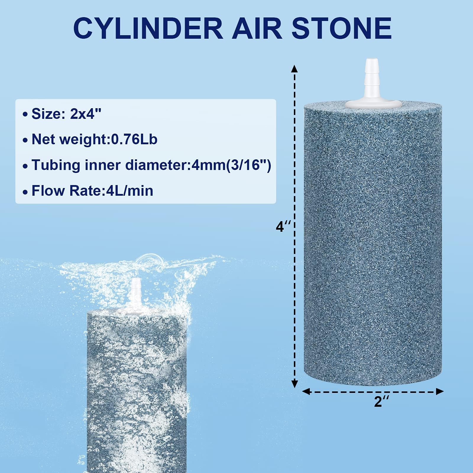 Simple Deluxe Lot de 10 grands cylindres de pierre à air pour poissons et plantes dans aquarium et pompe à air hydroponique, 10,2 x 5,1 cm