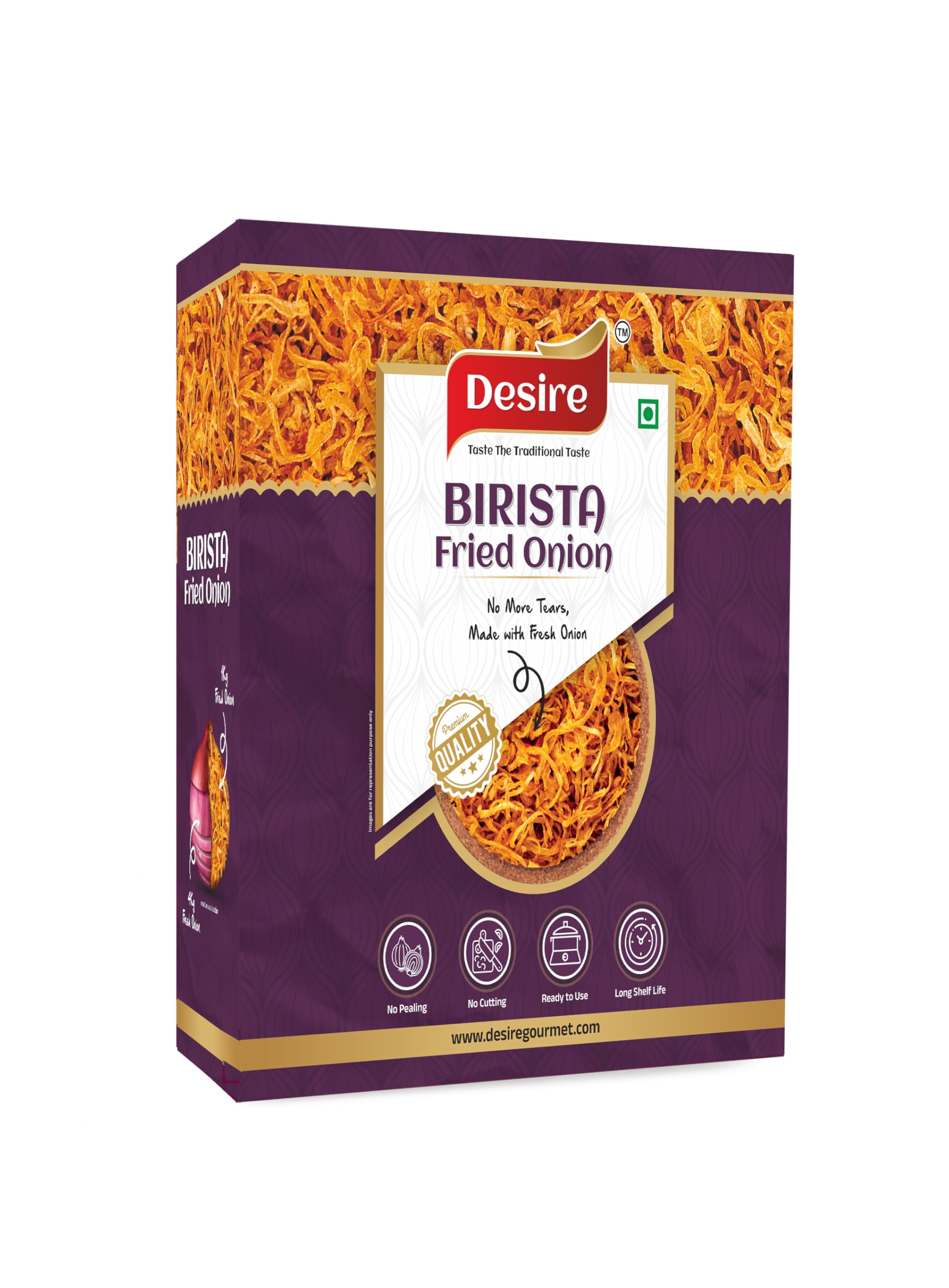 Desire Golden Fried Onion 400g | Flakes |Birista | Fried Pyaz Used for Biryani,Gravies, Indian Curries