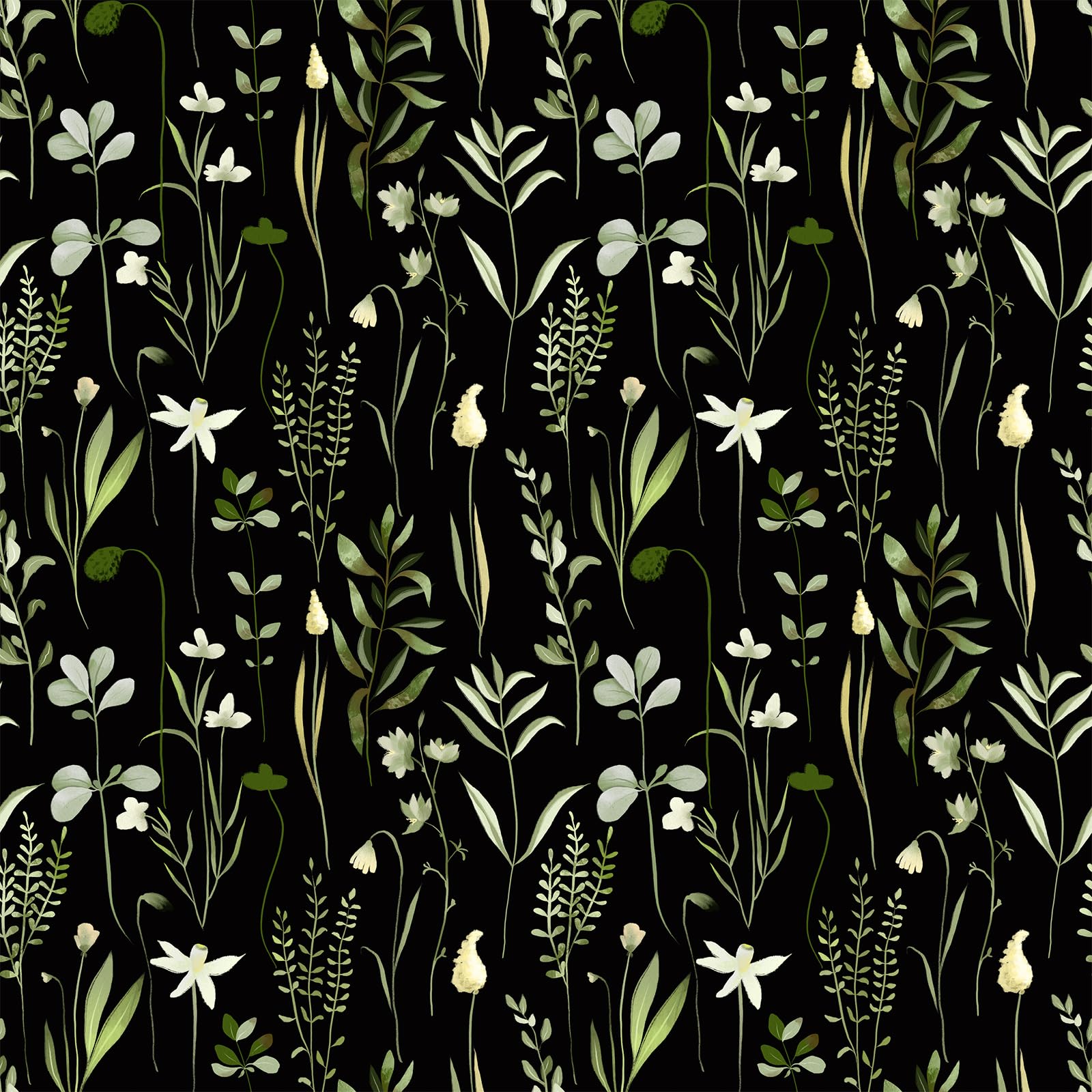 Papier peint amovible floral noir VaryPaper pour rénover facilement une salle de bain