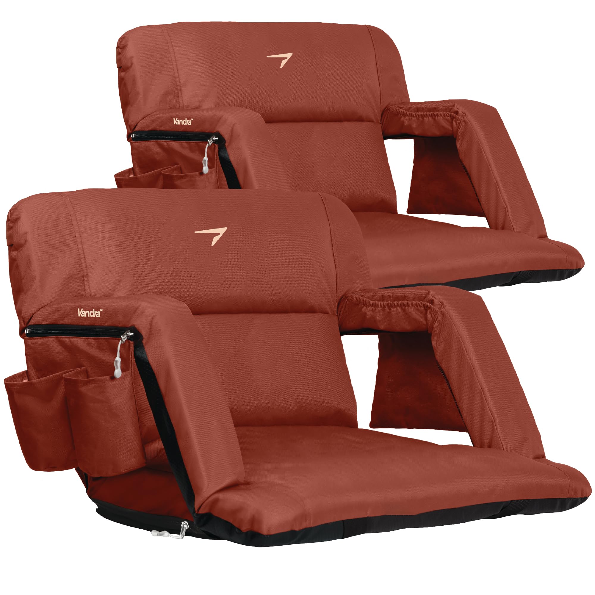 Vandra™ Arc - Scandinavian Stadium Seat with Back Support &amp; BenchLock™ - Wide Padded Bleacher Chair with Cushion &amp; Arc Recline™ Arm Rest for Bleachers