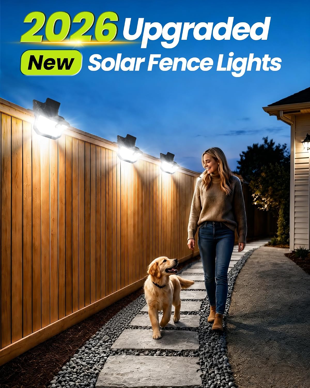 Clip On Solar Lights Outdoor, 178LEDs Solar Motion Sensor Outdoor Lights, 3-Sided Wide Angle Solar Wall Lights, No Drill Fence Lights with 1200mAh Battery, Waterproof Garden Patio Deck Lighting