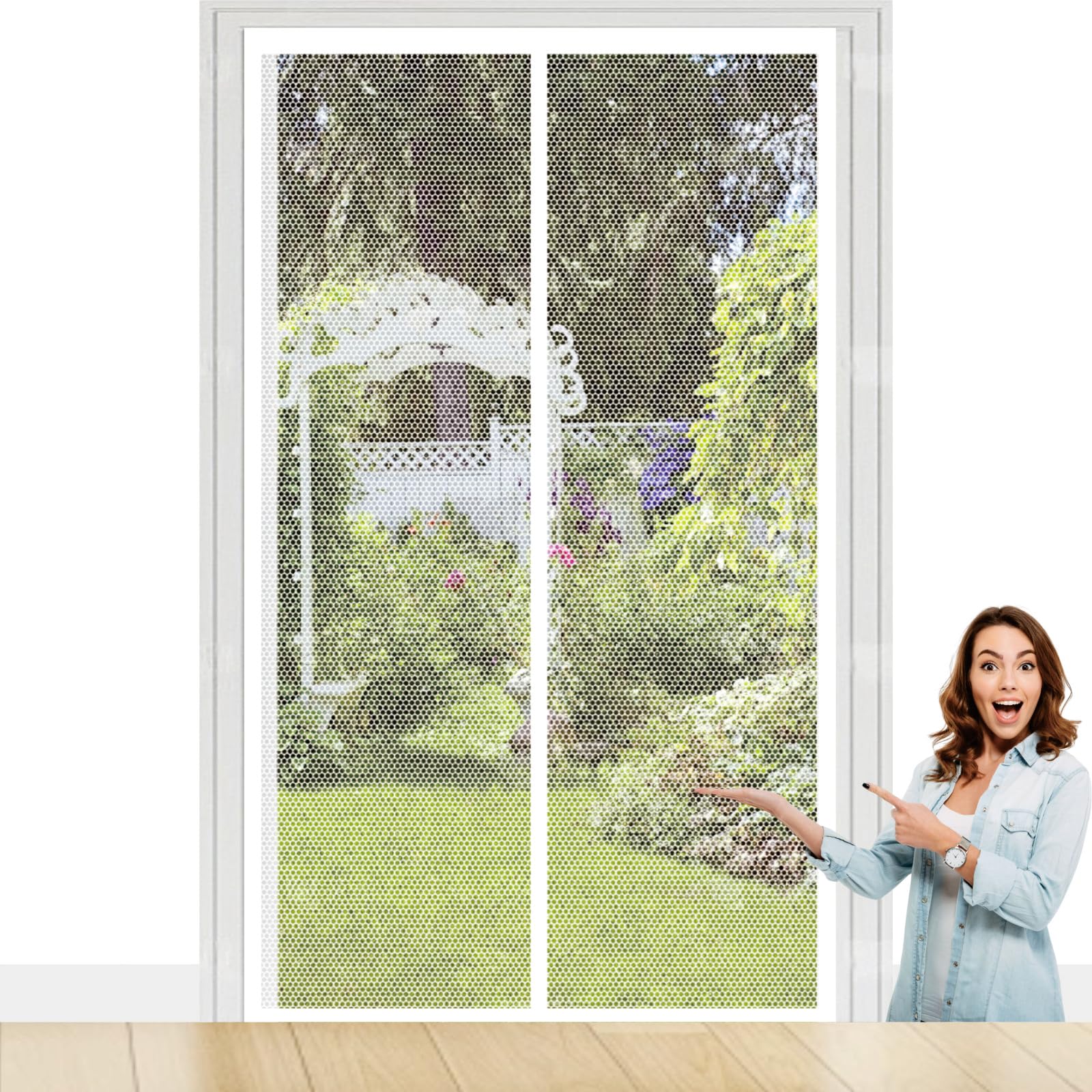 Anti mouche 81 x 260 cm blanc : moustiquaire de porte magnétique à mailles ultra-fines
