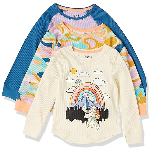 Amazon Essentials Girls and Toddlers' Long-Sleeve Thermal T-Shirt Tops (Previously Spotted Zebra), Multipacks