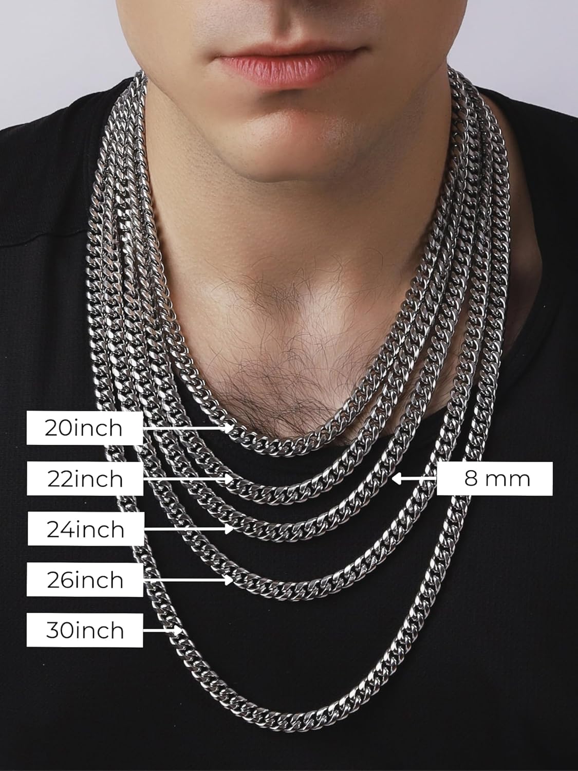 HAQUIL Stainless Steel Miami Cuban Curb Link Chain Necklace, Jewelry Gift for Men and Women - Image 6