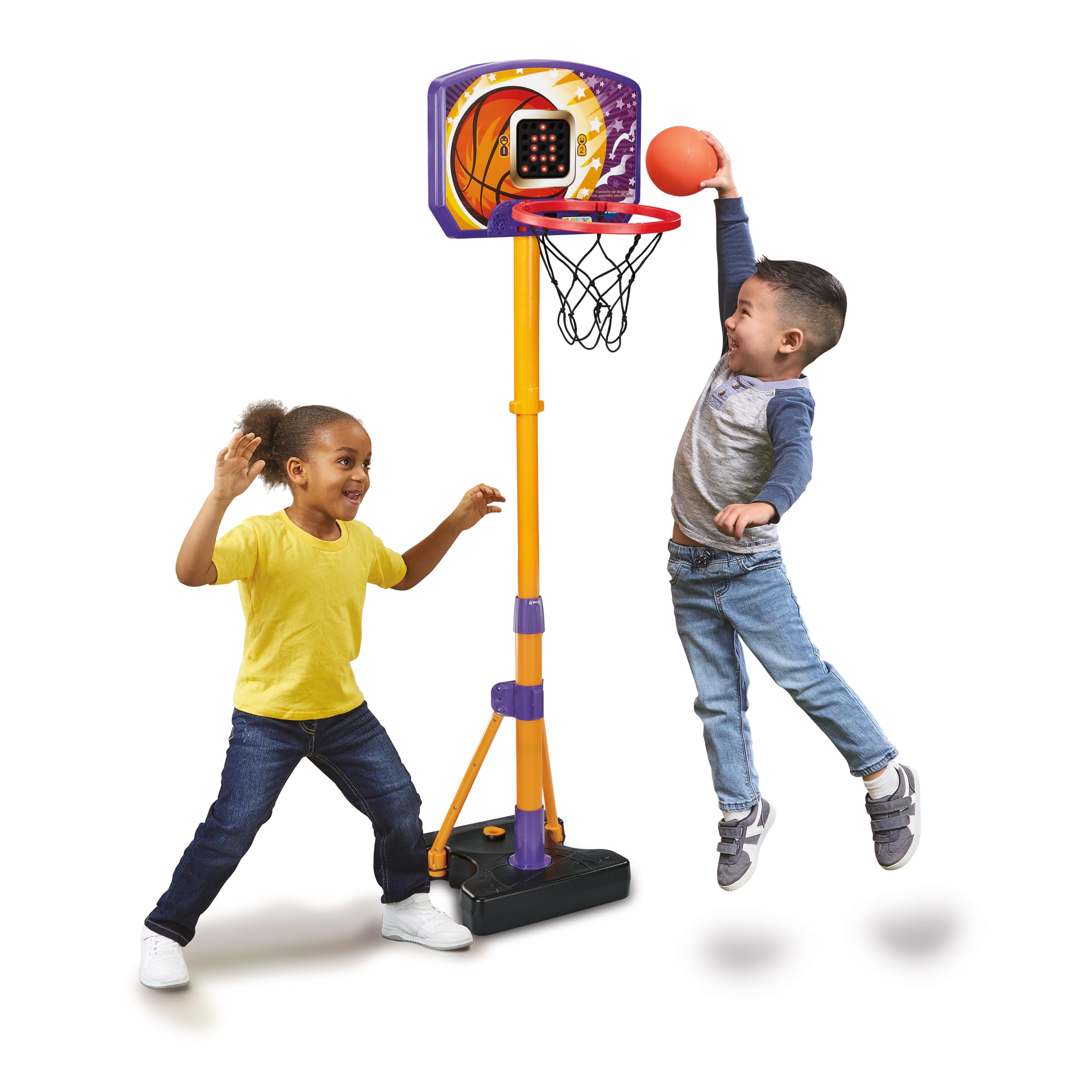 VTech - Canasta de Basket con Pantalla electrónica, Juguete Deportivo, Interactivo, Regulable en Altura, Diseño evolutivo, Soporte Estable, Juegos, Regalo niños +3 años, Versión ESP