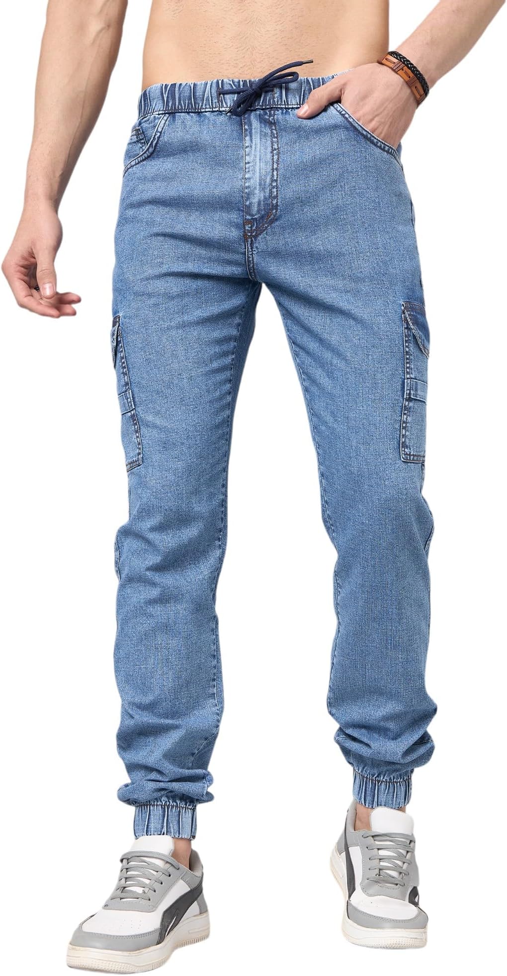 STUDIO NEXXMen's Loose Fit Cargo Jogger Jeans