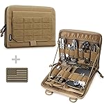 WYNEX Tactical Folding Admin Pouch, Molle Tool Bag of Laser-Cut Design, Utility Organizer EDC Medical Bag Modular Pouches Tactical Attachment Waist Pouch Include U.S Patch Khaki