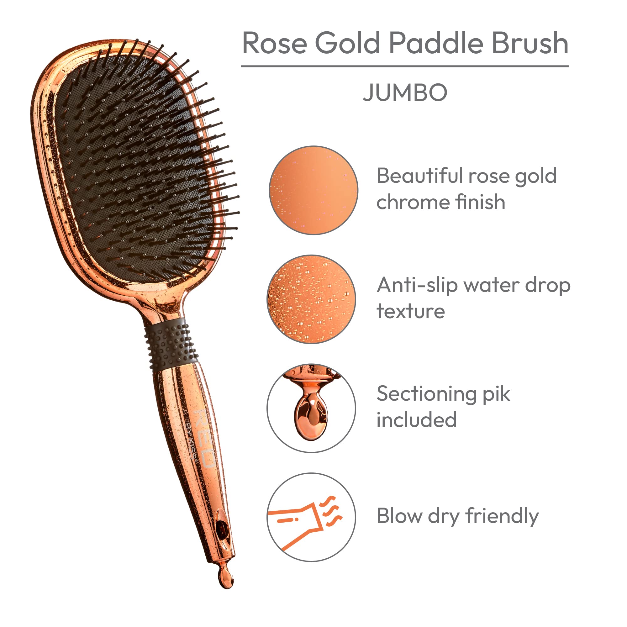 Amazon.com : Red by Kiss Rose Gold Chrome Paddle Brush Heat  display picture 1