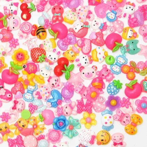 Miniatura 5 de LibiIine - Botones de resina con parte trasera plana, 100 unidades, parte trasera plana, para álbumes de recortes, resina