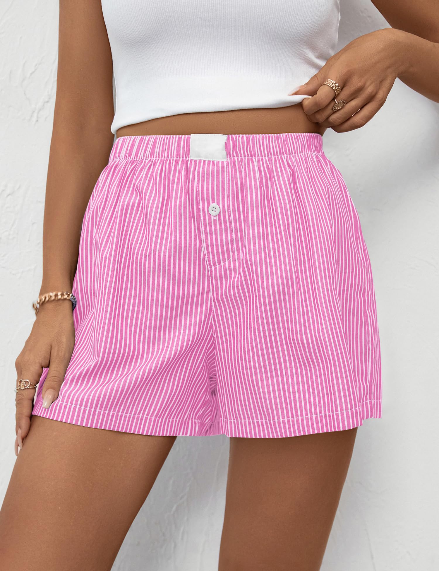 Rapbin Damen Karierte Schlafshorts mit Taschen und Kordelzug Sommer Schlafanzughose