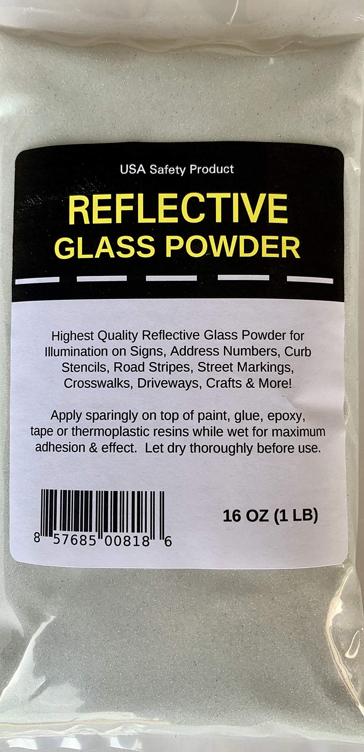 (0.5kg Bag) - Reflective Glass Powder (0.5kg Bag) for Road Marking, Curb Paint, Traffic Paint, Pavement Striping, Parking Lots, Crosswalks, Driveways, Airports, Traffic Signs, Painting, Arts & Crafts