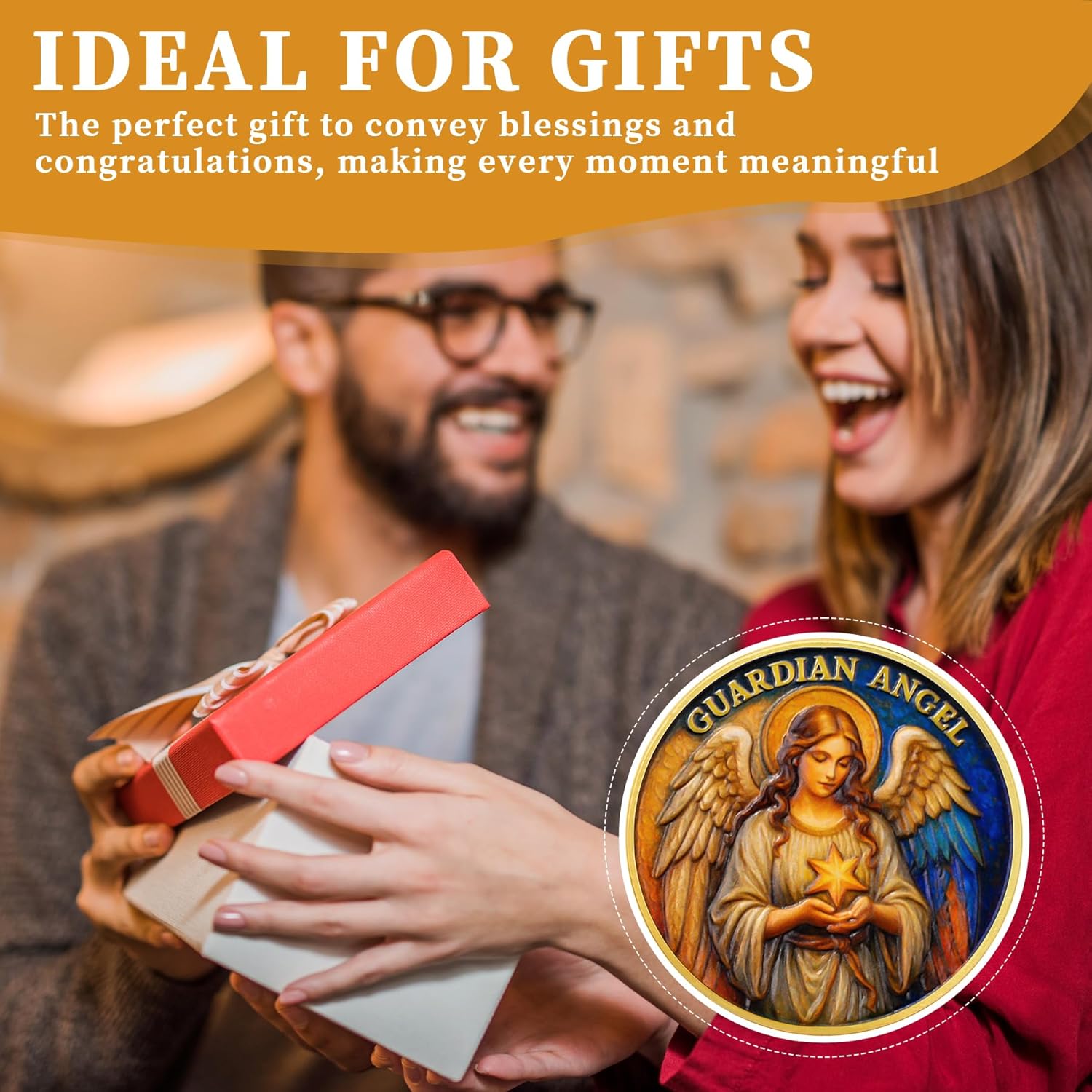 Guardian Angel Christian Challenge Coin – Psalm 91:11 Prayer Medallion | “for He Will Command His Angels” Faith Token | Religious & Inspirational Gift for Men & Women