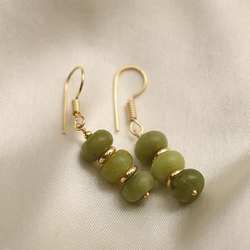 Miniatura 153 de Gempires - Aretes ligeros con cuentas hechas a mano, hipoalergénicos, chapados en oro, aretes colgantes para mujer