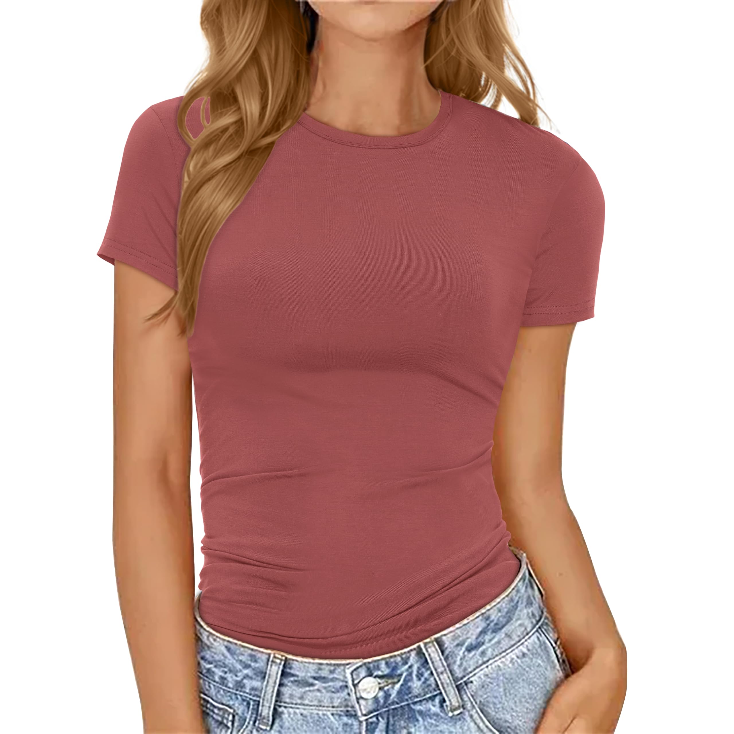 Womens Basic Tees Summer Short Sleeve Shirts Tight T Shirt Going Out Tops