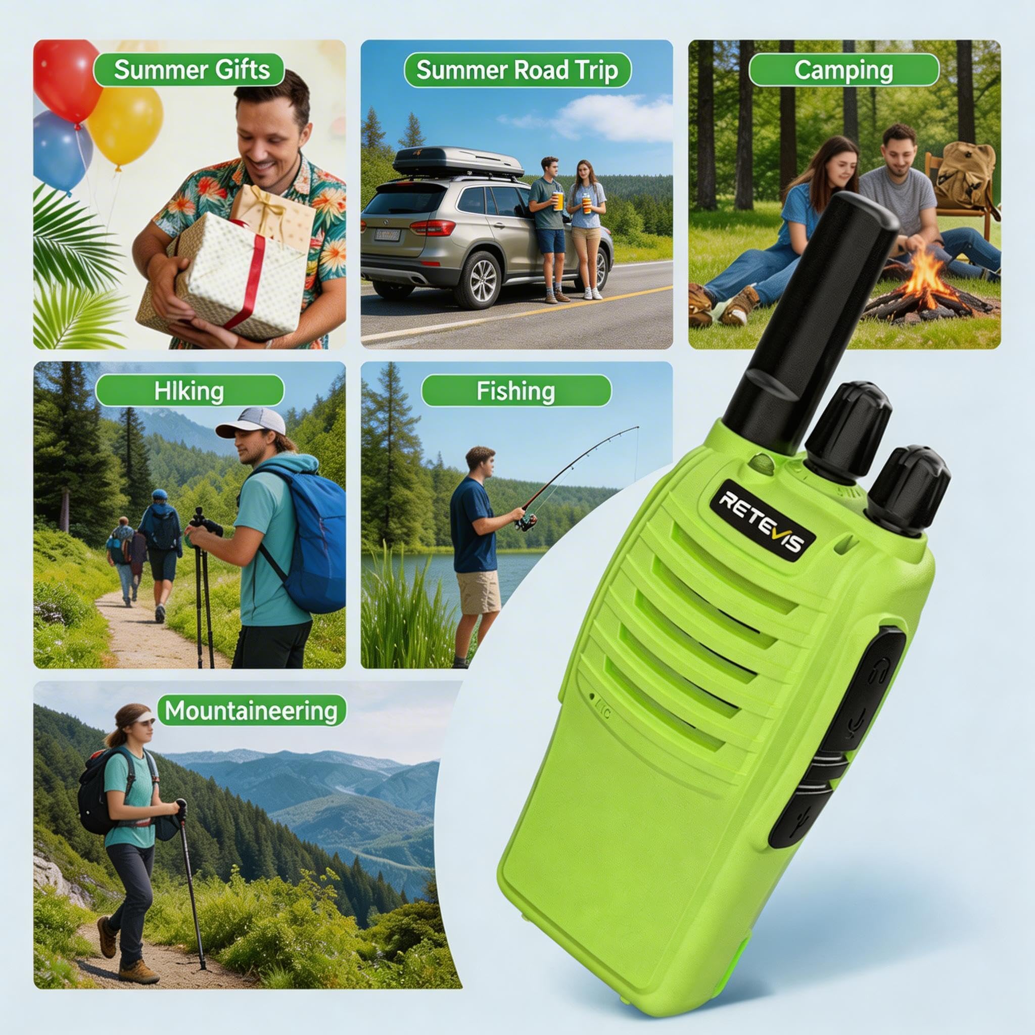 Retevis H777 Walkie Talkie Largo Alcance, Walkie Talkie Adultos sin Licencia, Fácil de Usar, Portátil, VOX, Tipo C Cargado, Emergencia, Radio al Exterior Acampar, Aventuras (Paquete de 3)