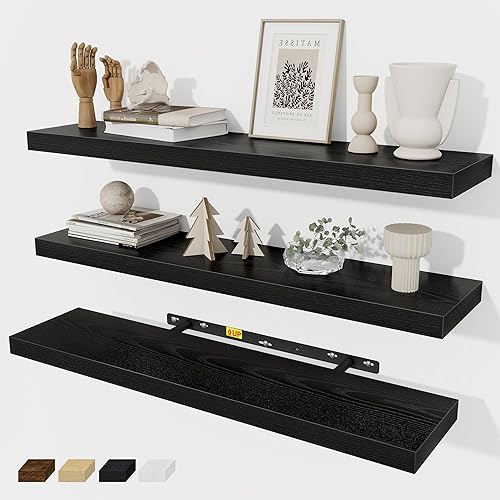 Miniatura 61 de Fun Memories Estantes flotantes de 36 x 8 pulgadas para pared, juego de 2 estantes de baño de granja, estantes de pared de madera de 36 pulgadas de