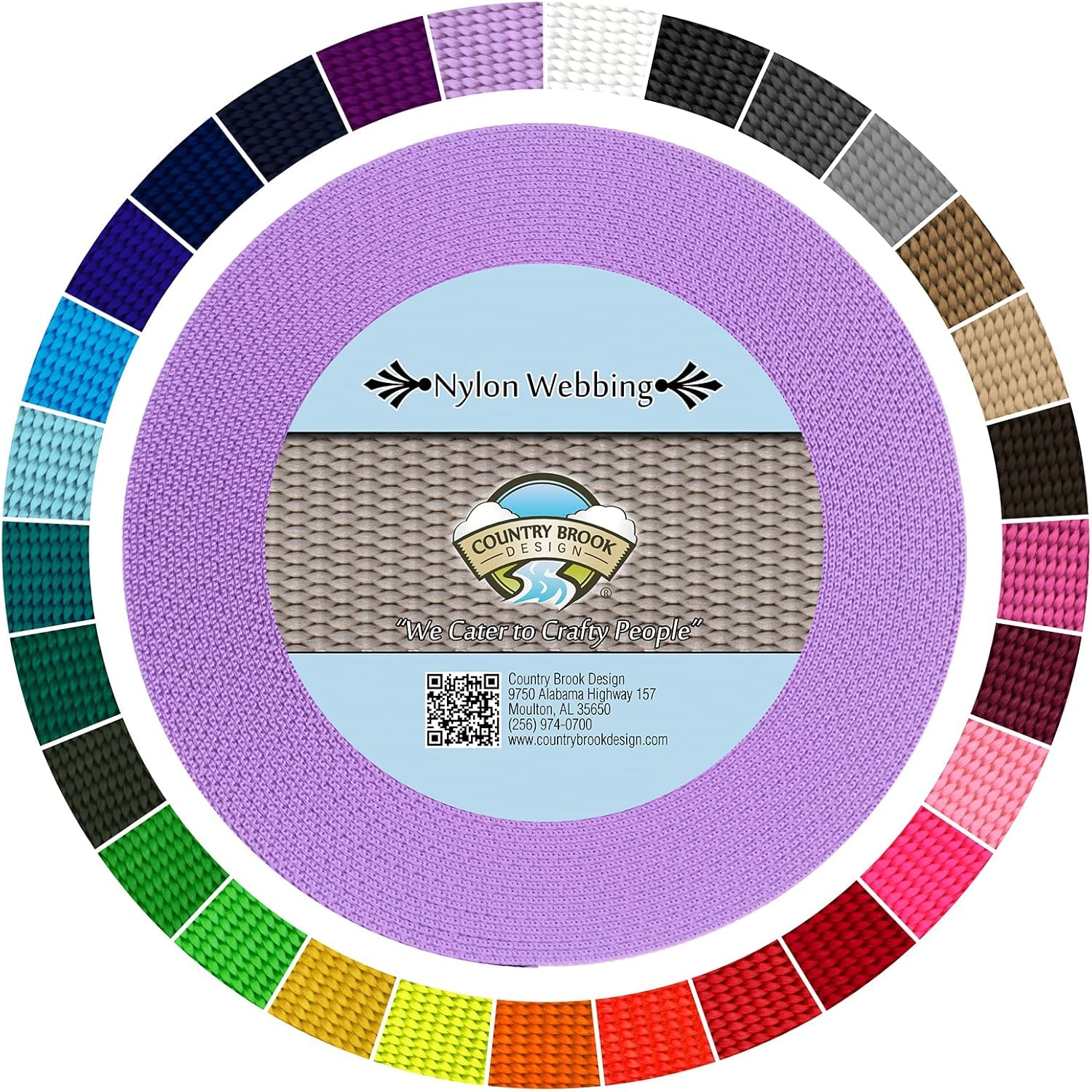Country Brook Design - 3/8 Inch Heavy Duty 100% Real Nylon Webbing - 25+ Vibrant Colors (Silver, 20 Yards)