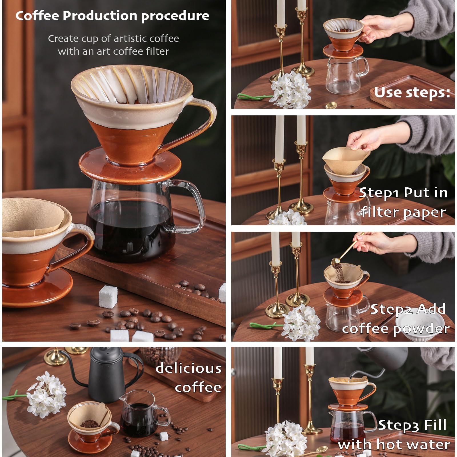 01 ceramiczny filtr kapiący do kawy nalewany kapacz do kawy przenośny ręczny stożek zestaw do ekspresu do kawy dla baristów domowych
