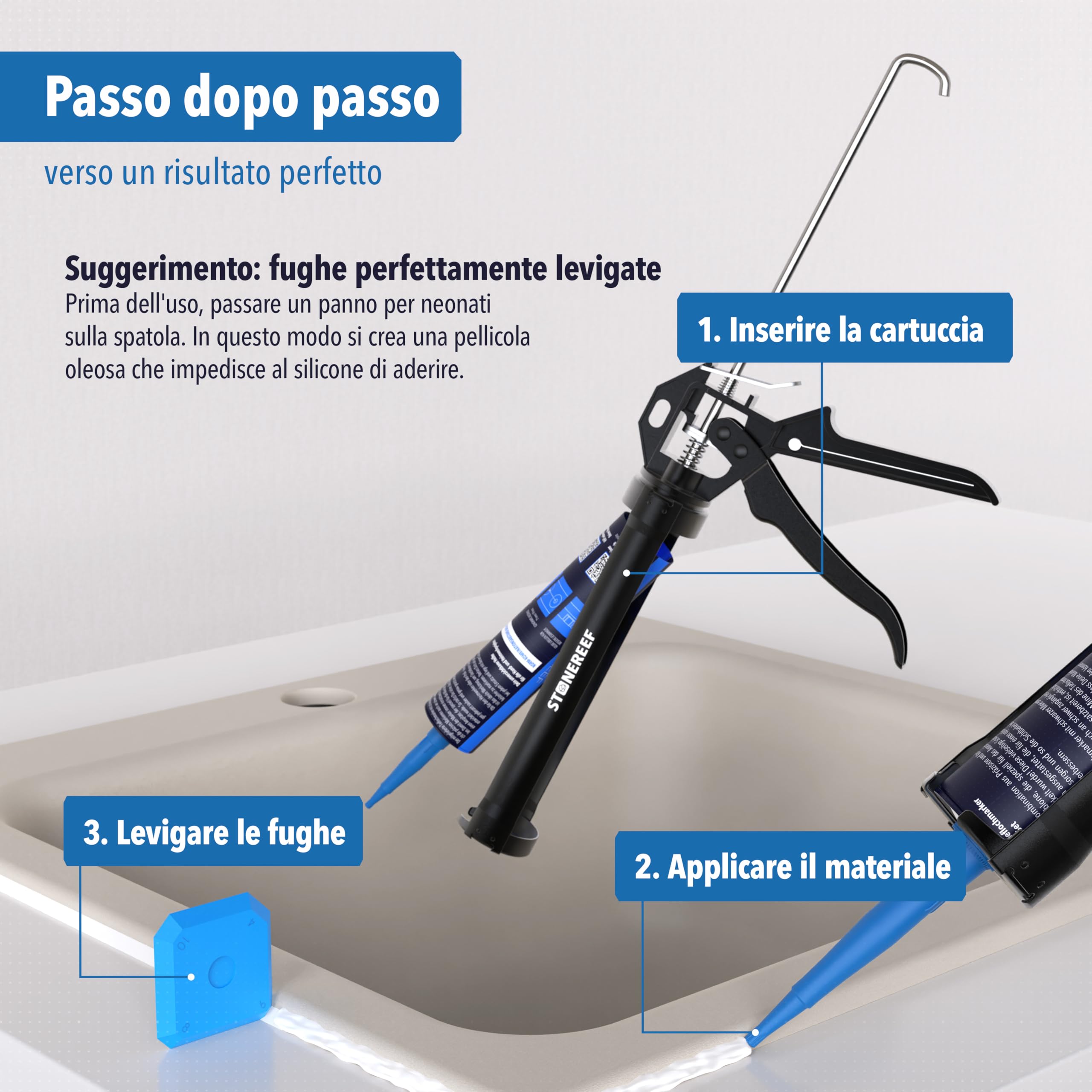 Pistola a cartuccia professionale 9" in metallo pressa per silicone