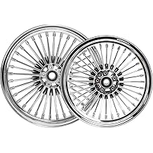 18x3.5 Front 16x3.5 Rear Wheels Rims Fat Spoke Chrome Dual Disc For Harley Touring Bagger 1984-2008 FLHR Road King FLHRS Custom FLHRC Classic FLHX Street Glide FLHT Electra Glide FLTR Road Glide