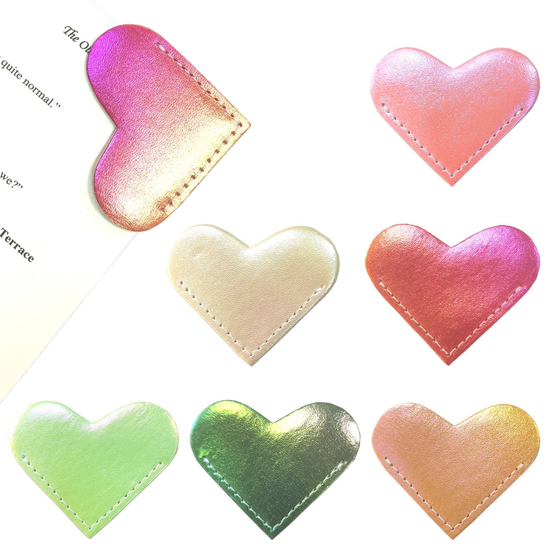 6PCS Leather Heart Bookmarks, Corner Bookmark, Page Markers for Women, Kids, Teachers, Students, Reading Gifts for Book Lovers, Bulk Classroom Prizes
