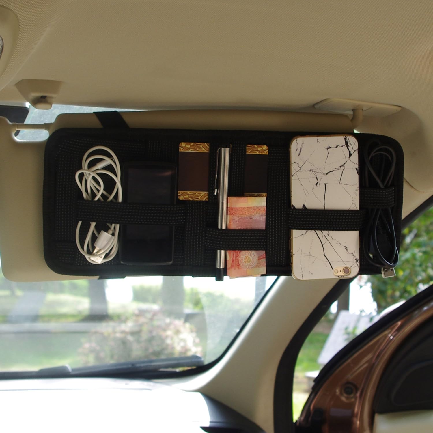 Car Visor Organizer Tactical Elastic Sun Visor Storage