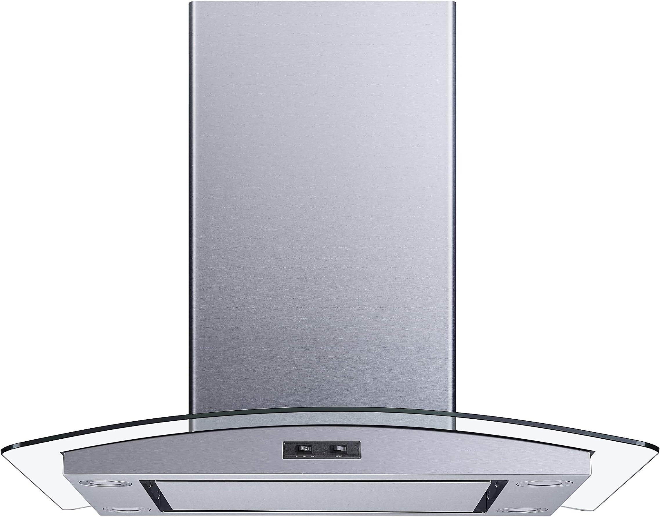 Winflo 30 In. Convertible Stainless Steel Glass Island Range Hood with Mesh Filter and Stainless Steel Panel