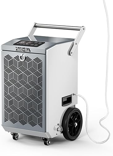 Deshumidificador comercial de 160 pintas con bomba y manguera de drenaje para sótanos, deshumidificadores de grado comercial de alta resistencia