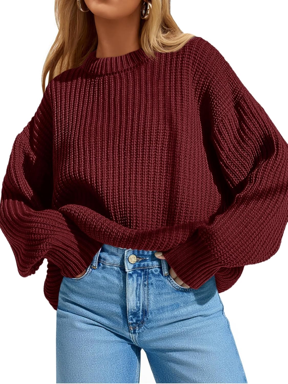 Saodimallsu Womens Oversized Sweater Long Sleeve Crewneck Ribbed Knit Pullover 2025 Fall Casual Chunky Trendy Sweaters