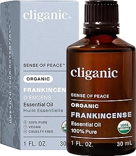 Cliganic USDA Organic Frankincense Essential Oil, 1oz - Boswellia Serrata, 100% Pure Natural Undiluted, for Aromatherapy