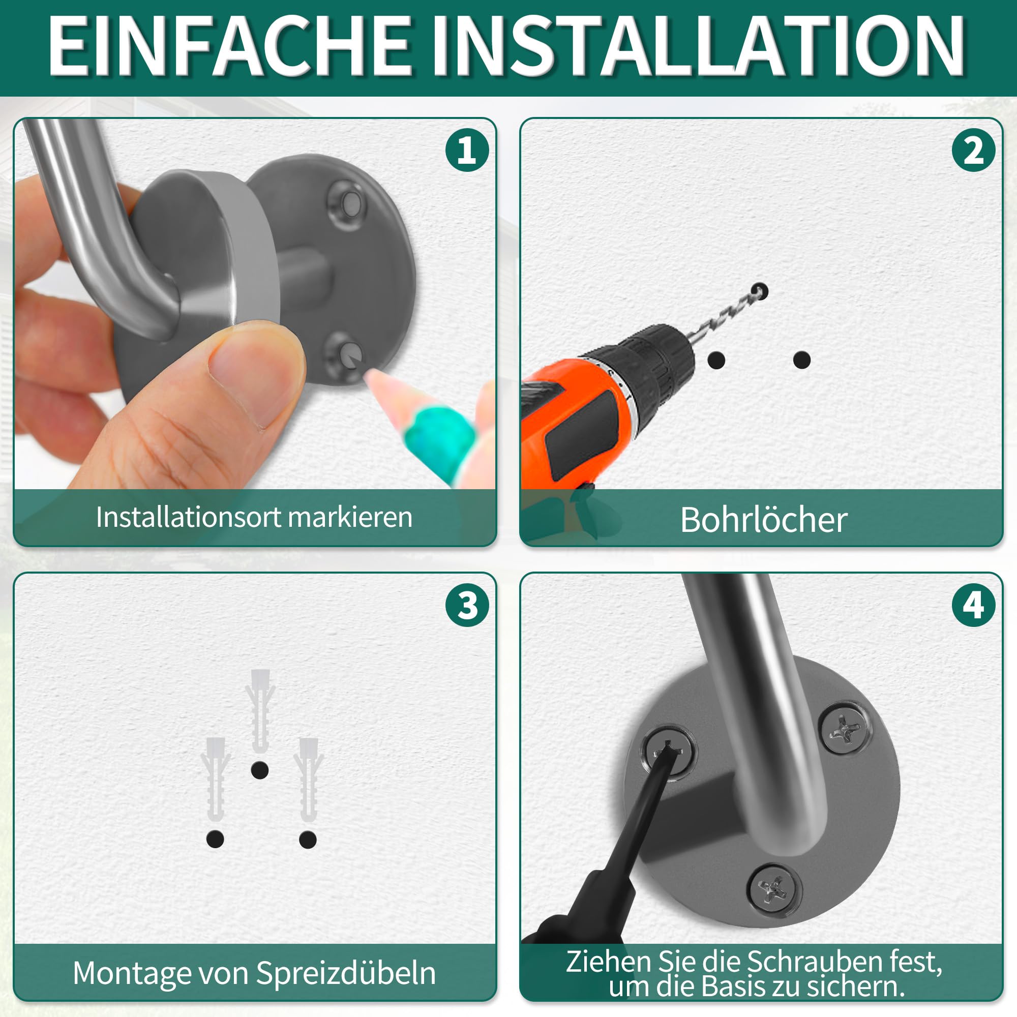Edelstahl-Handlauf, 200CM Treppengeländer mit 42 mm Durchmesser