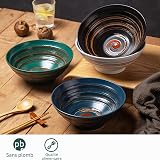 YUN TAO Ceramic Ramen Bowls Set of 4, 35 oz Large Japanese Style Serving Bowls for Salad,Udon, Soba, Pho,Pasta, Asian Soup Noodle,Suitable as Housewarming Gifts - 7