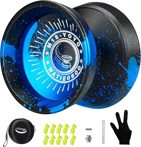 WATIEOBOO M18 Kit de Yoyo Metálico Sensible e Insensible - Yoyo Profesional para Principiantes y Adultos con Juego de Trucos, Rodamiento, Cuerdas,