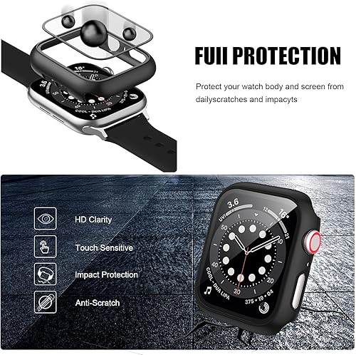 Miniatura 4 de Paquete de 14 fundas con protector de pantalla de vidrio templado para Apple Watch de 1.496 pulgadas Series 321, protector delgado anotch de