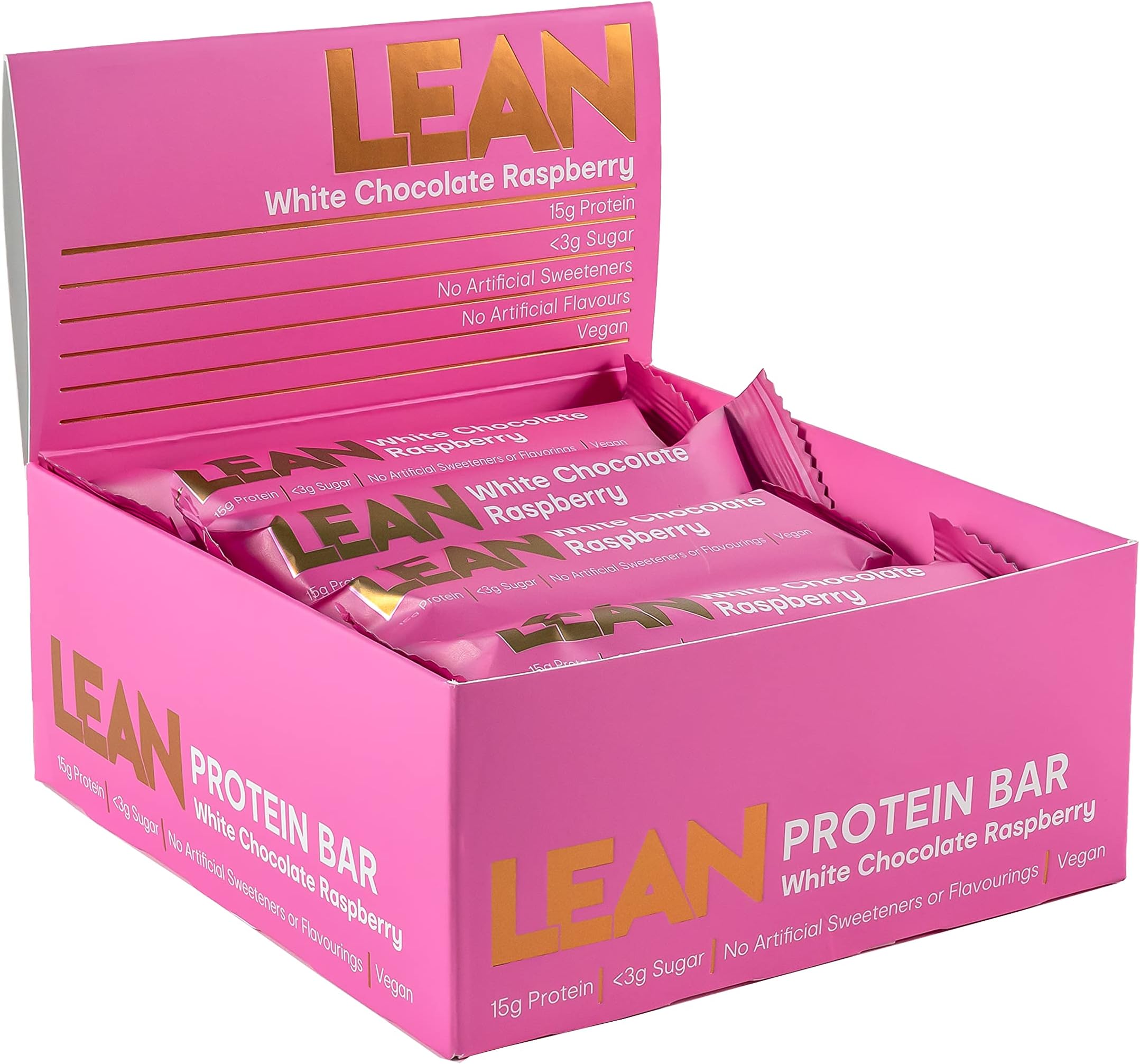 Lean With Lilly Vegan Protein Bars (12 x 48g) (White Chocolate Raspberry)