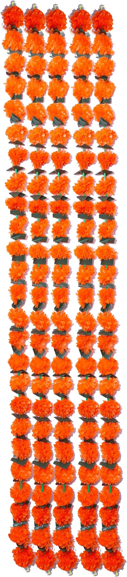 Garland 60 Inches Strings Traditional Faux Orange Marigold Genda Phool Artificial Flower Blossom Wedding Diwali Festive Dussehra Indian Festival Pooja Floral Home Decoration Fiber Toran Door Hanging
