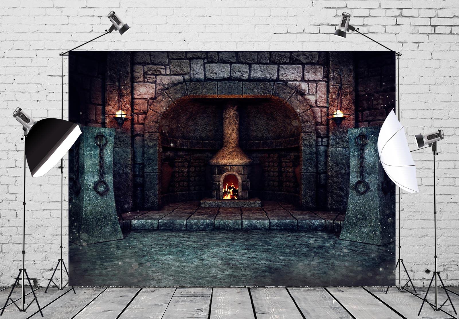 BELECO 12x10ft Fabric Medieval Torture Room Backdrop For Photography Ancient Prison Cell Background Halloween Party Decorations Photo Studio Props