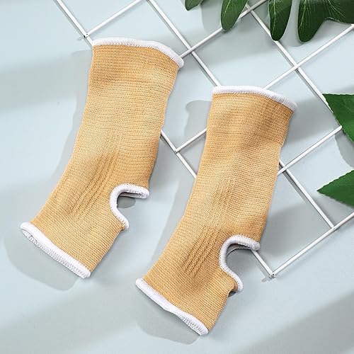 Miniatura 5 de Haysandy 4 piezas2 pares de calcetines elásticos de compresión para niños, tobilleras de punto para correr, entrenar (beige, 5-10 años)