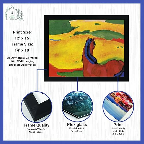Miniatura 2 de Caballo de cabaña perdida en un paisaje por Franz Marc  Impresión en marco biselado negro  Reproducción de pinturas de obras de arte finas  Regalo