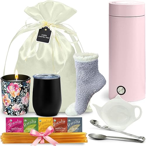 Miniatura 2 de Set de regalo de té blanco y hervidor rosa con calcetines