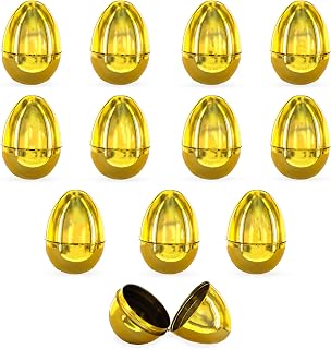 BestPysanky Set of 12 Very Shiny Golden Plastic Easter Eggs, 2.25 Inches