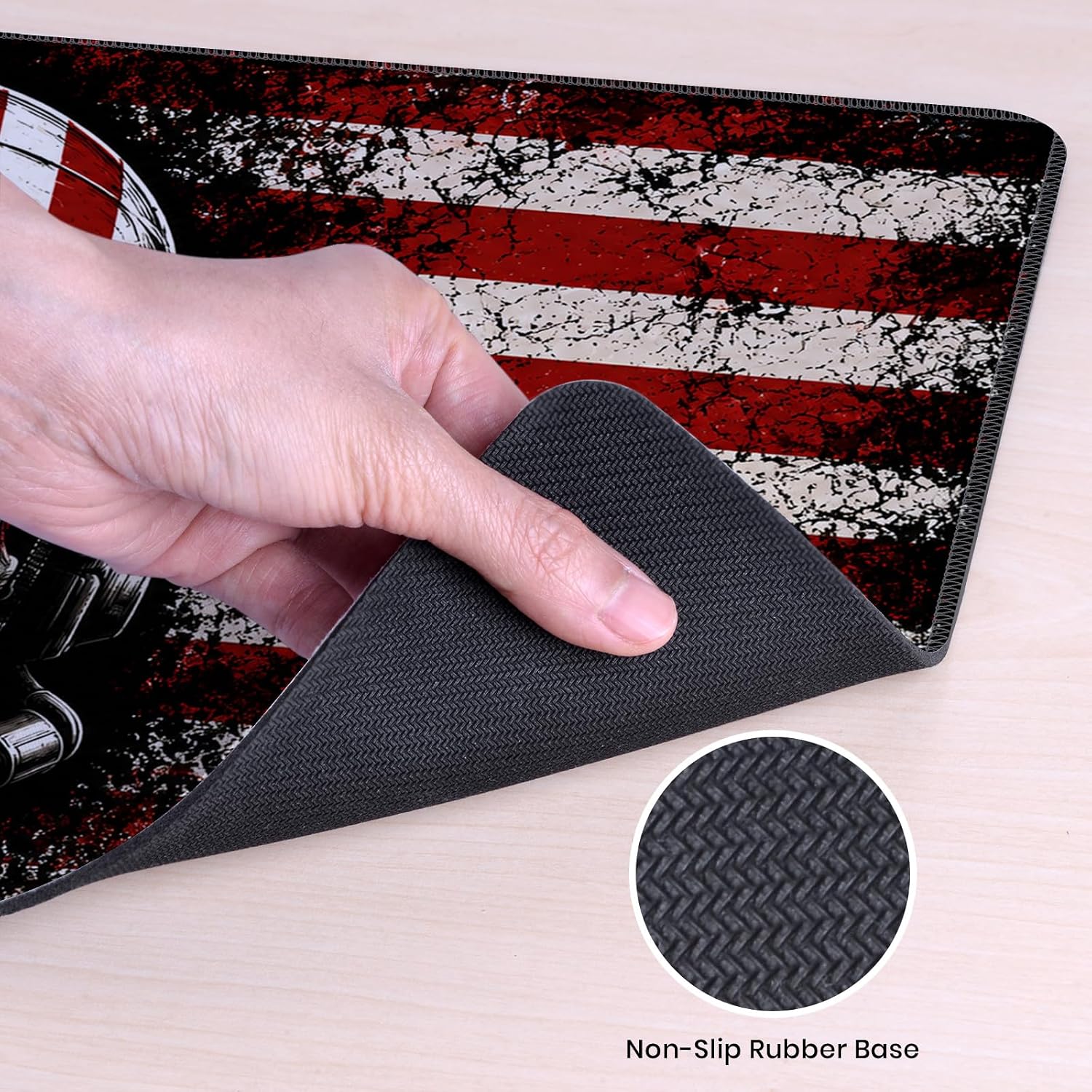 Head Case Designs Black Helmet Skull Football USA American Flag 23.62 x 11.81 x 0.12 inches (600 x 300 mm) - L Gaming Office Desk PC Keyboard Mouse Mat Pad image 5