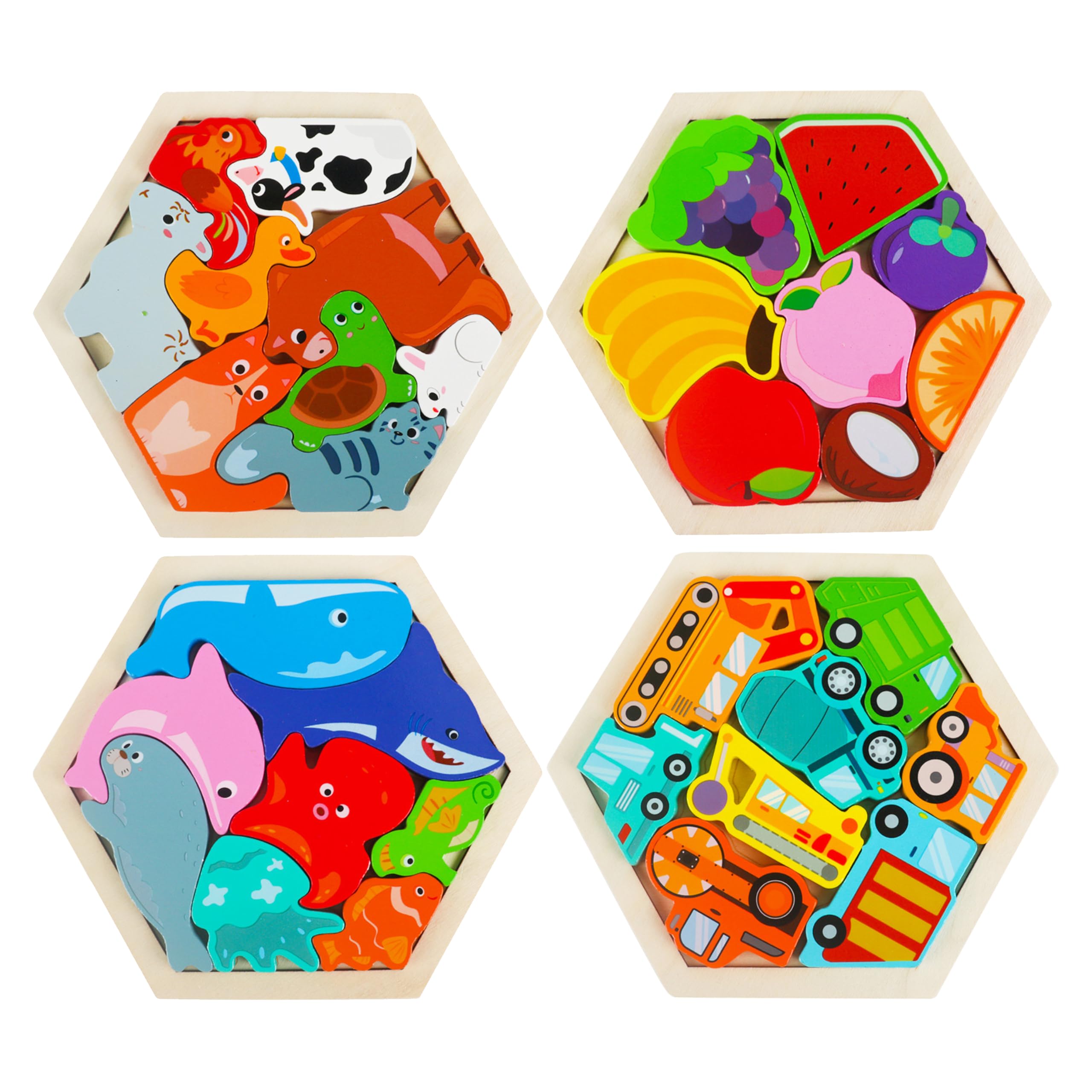 Amazon.co.jp: Shinse 木製パズル 4種類シリーズ 型はめパズル 形