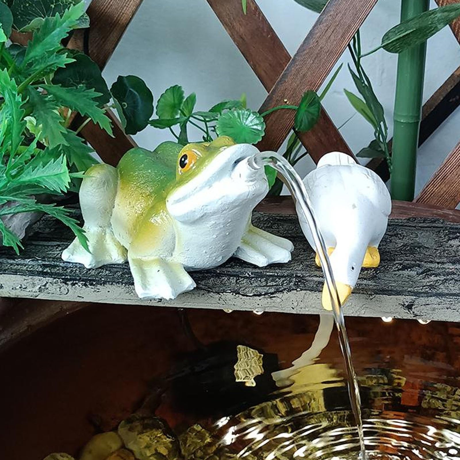 Fontanny do Małych Oczek Wodnych, Fontanna do Oczek Wodnych, Rzeźba do Krajobrazu Wodnego, Żywiczna Figurka Żaby do Oczek Wodnych, Fontanna Ogrodowa, Stylowa Ozdoba na Balkon