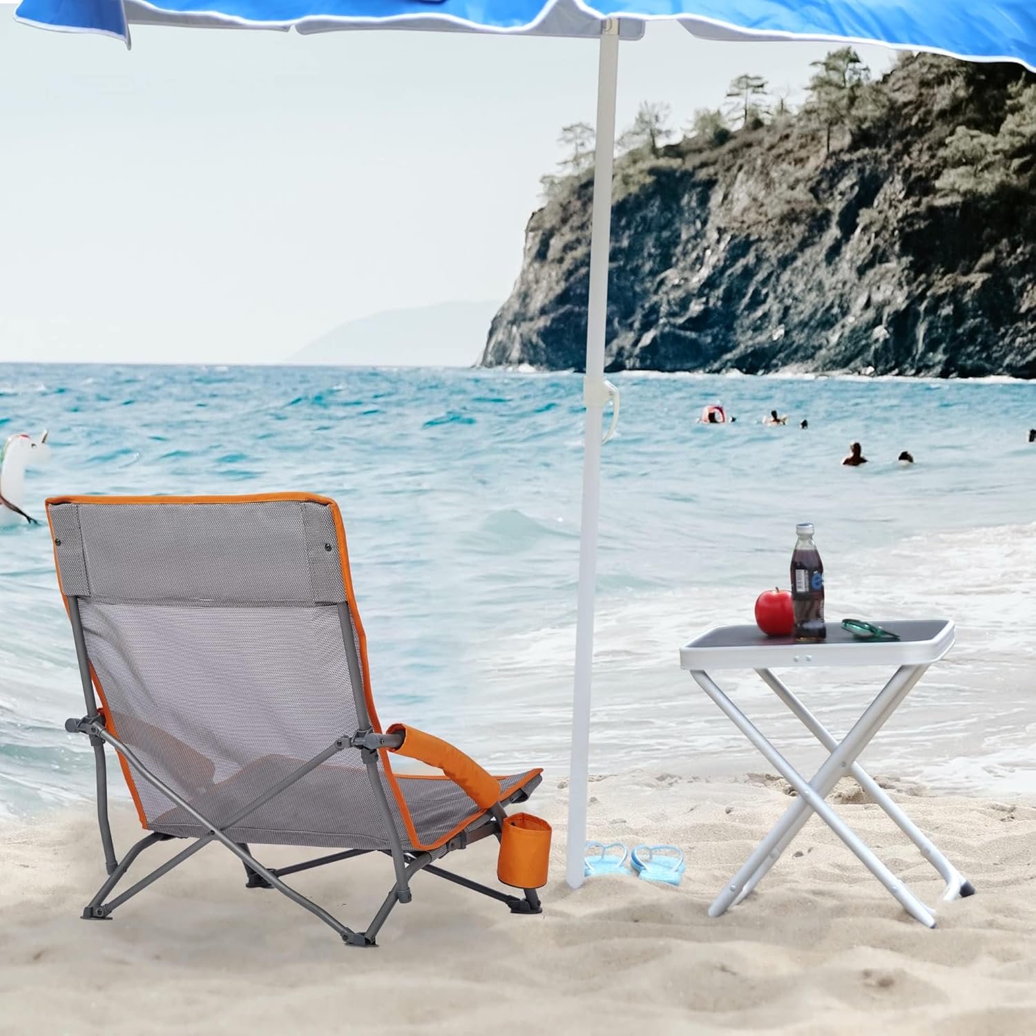 Portal Beach Chairs for Adults Camping Low Lightweight Portable Chair with Cup Holder Mesh Back Carry Bag for Outdoor Sand Lawn Travel Picnic Festival Concert - Image 5