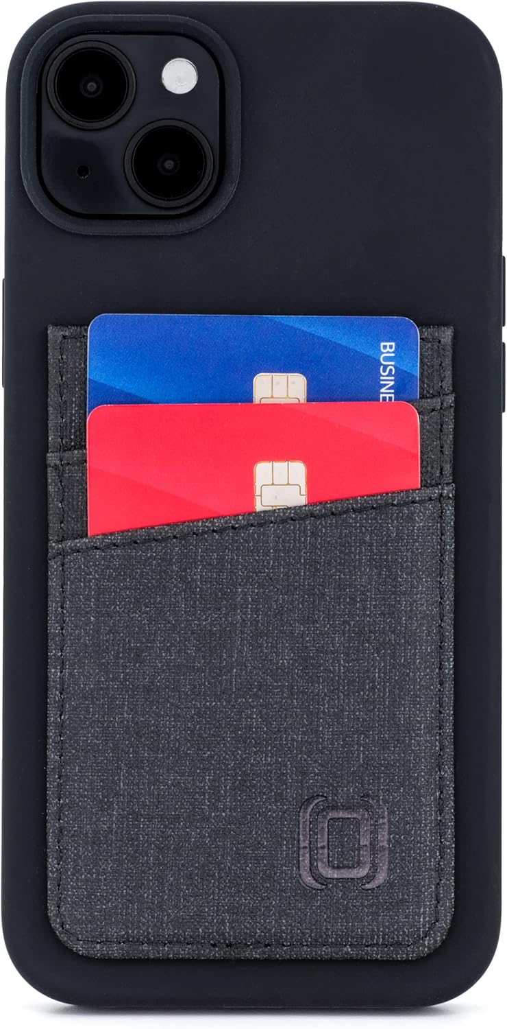 Dockem iPhone 14 Plus Card Case with Liquid Silicone Shell, Built-in Metal Plate for Magnetic Mounting & Stitched-on Wallet with 2 Canvas Style Synthetic Leather Credit Card Slots (M2L, Black) - Image 9