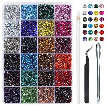 Hotfix Rhinestones 24 Mixed Colours SS10 Rhinestones for Crafts and