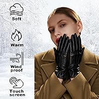 Vista 4 de MaxW Women's Sheepskin Leather Gloves for Winter Touchscreen Warm Gloves for Cold Weather